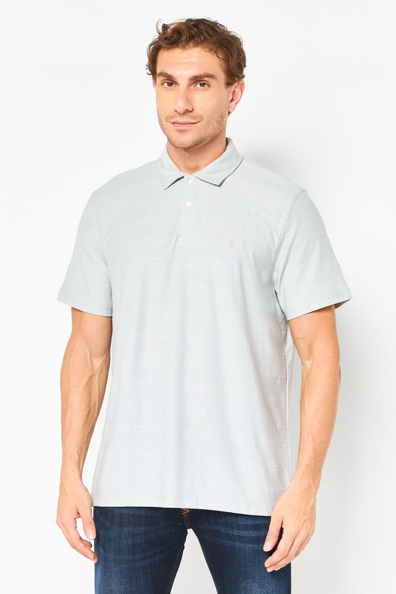 Chaps Men Regular Fit Embroidered Short Sleeve Polo Shirt, Grey - Image 1